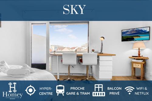 HOMEY SKY - Hyper-Centre / Proche Gare&Tram / Balcon privé / Wifi & Netflix : Appartements proche de Juvigny