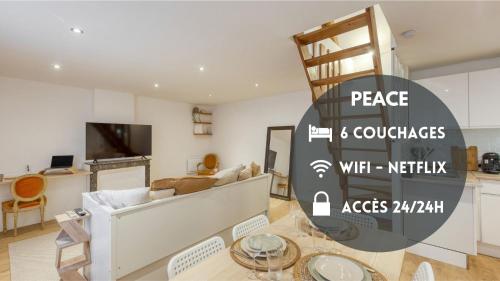 Peace-6pers-Wifi-Boite à clé 24/7-Parking-Netflix : Appartements proche de Baulne