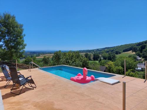 Maison avec magnifique vue et piscine privative : Maisons de vacances proche de Saint-Cyprien-sur-Dourdou