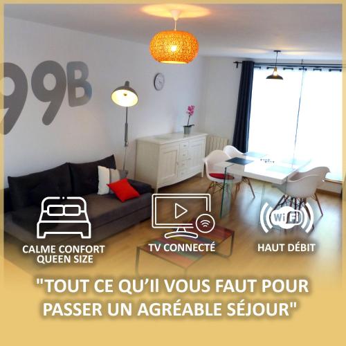 le 99B Modern apartment queen size bed connected TV : Appartements proche d'Englos