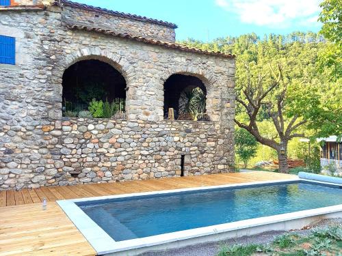Stone holiday home in Chambonas with private pool : Maisons de vacances proche de Sainte-Marguerite-Lafigère