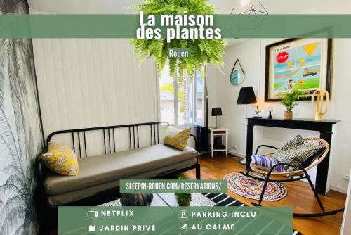 La Maison des Plantes, charmante, atypique et cosy pour 4 personnes avec parking et jardin : Maisons de vacances proche de Saint-Étienne-du-Rouvray