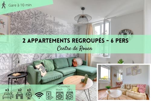 Hyper Centre Rouen - Wifi - pour 2, 4 ou 6 pers - JUNGLE & COCON : Appartements proche de Bois-Guillaume