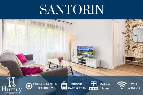 Homey Santorin - Proche Centre /Balcon Privé /Wifi : Appartements proche d'Ambilly