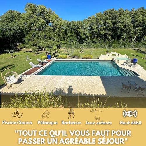 Belle villa provençale dans un parc paysagé avec piscine et sauna : Villas proche de Lançon-Provence