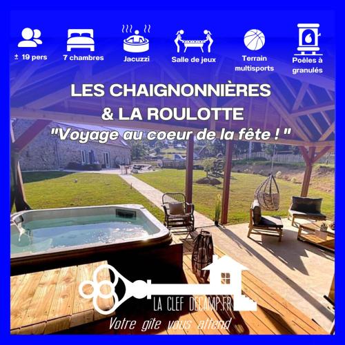 Chaignonnières & Roulotte 19pers SPA Baby-Foot : Maisons de vacances proche de Beauchamps