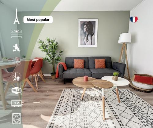 Good vibes Only apparts So Zen - 3 bedrooms - 7 pers - 20mn to Paris : Appartements proche d'Enghien-les-Bains