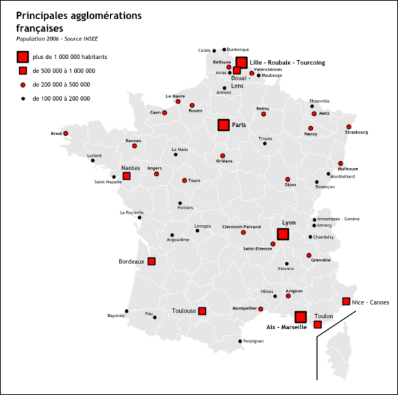 carte agglomerations francaises
