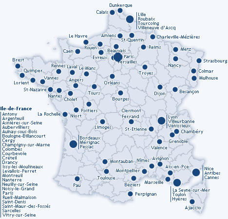 Principales villes francaises
