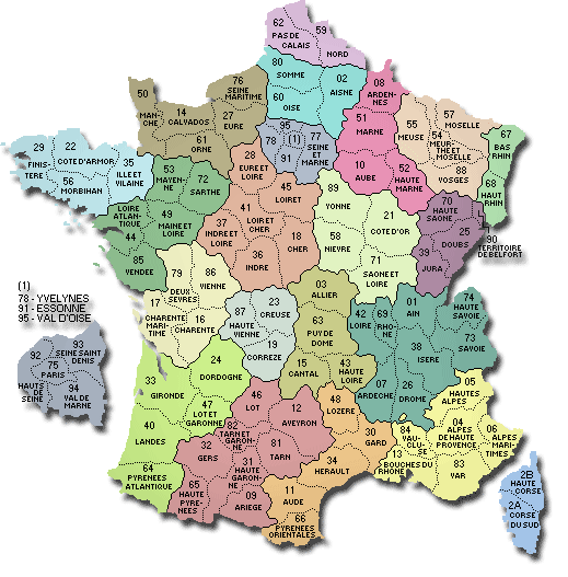 Carte de France departements