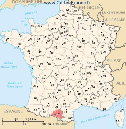 carte departement Ariège