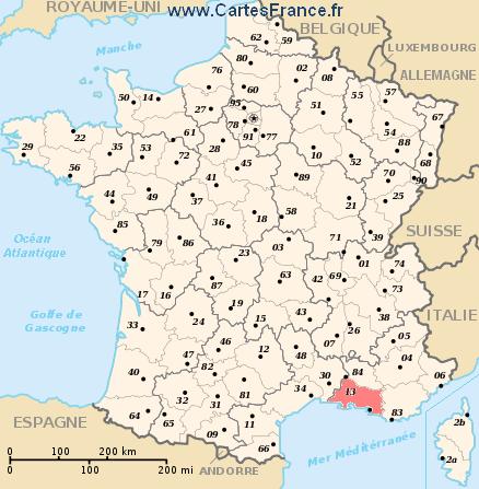 carte departement Bouches-du-Rhône