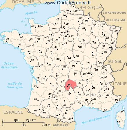 carte departement Cantal