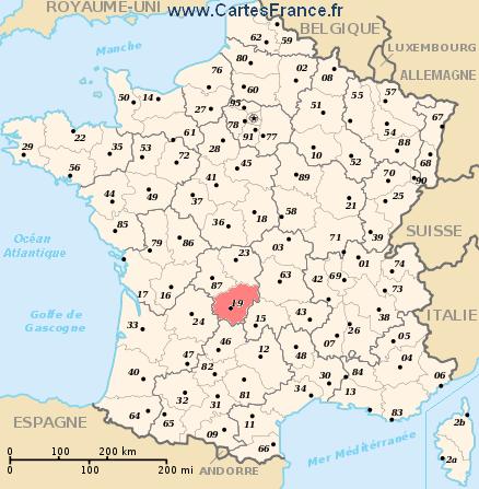 carte departement Corrèze