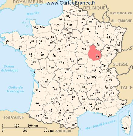 carte departement Côte-d'Or