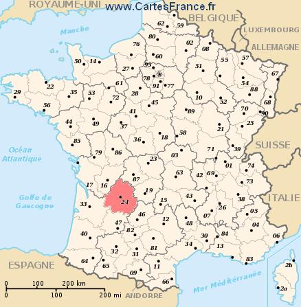 carte departement Dordogne