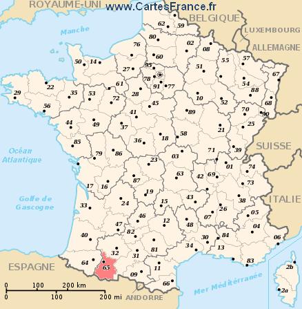 carte departement Hautes-Pyrénées