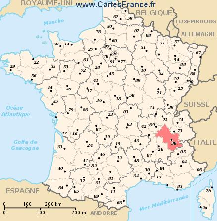 carte departement Isère