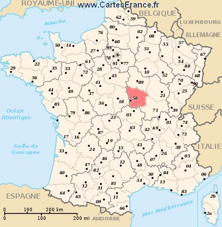 carte departement Nièvre