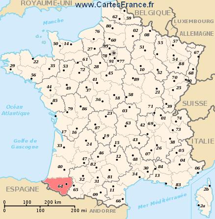 carte departement Pyrénées-Atlantiques