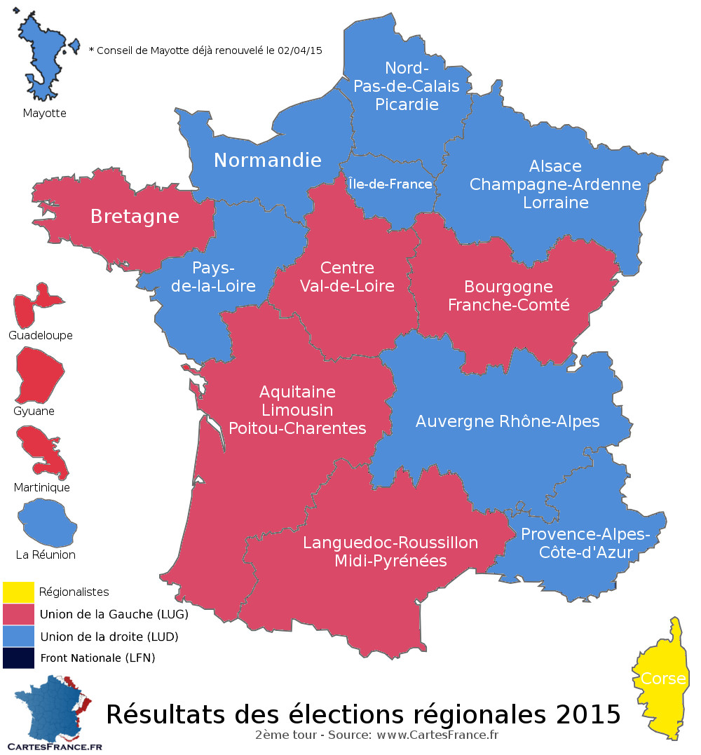 carte elections regionales second tour