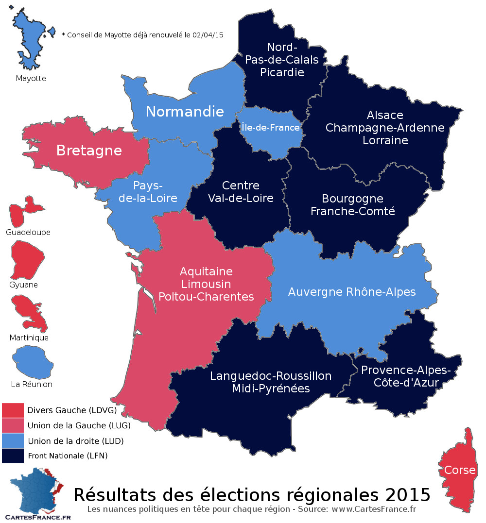carte elections regionales premier tour