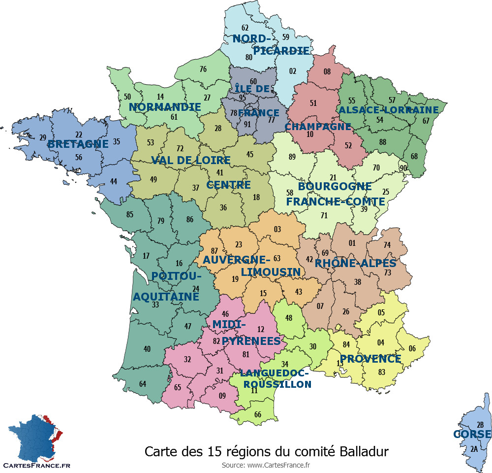 carte 15 regions comite balladur