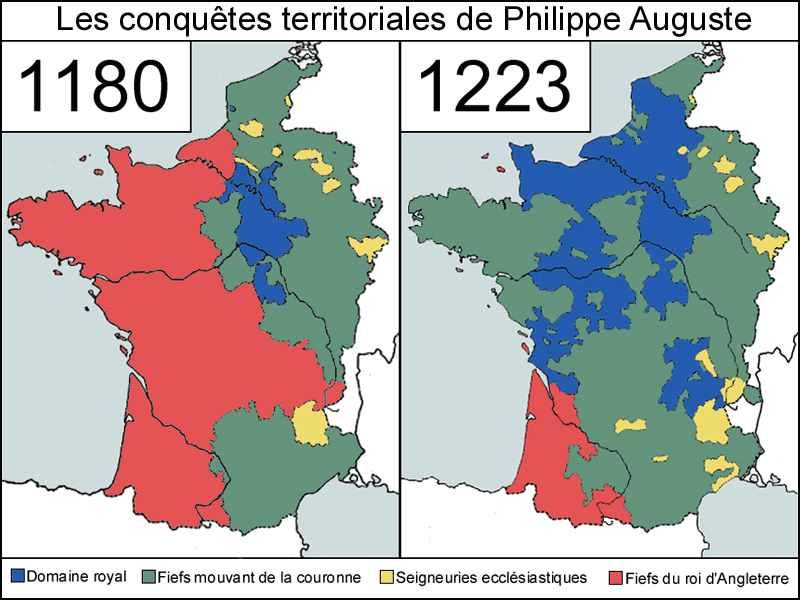 carte evolution france Philippe 1180 1223