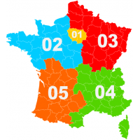 Carte de France des indicatifs telephoniques