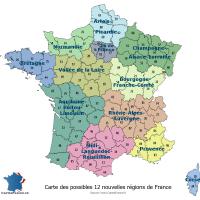 Carte des 12 nouvelles régions françaises