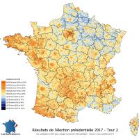 Carte élection présidentielle 2017 - Tour 2