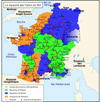 Carte du royaume des Francs en 567