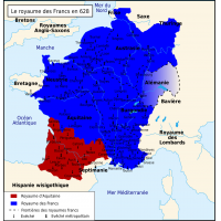 Carte du royaume des Francs en 628
