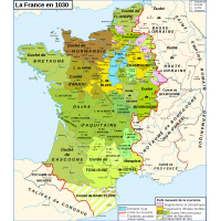 Carte du royaume des capetiens en 1030