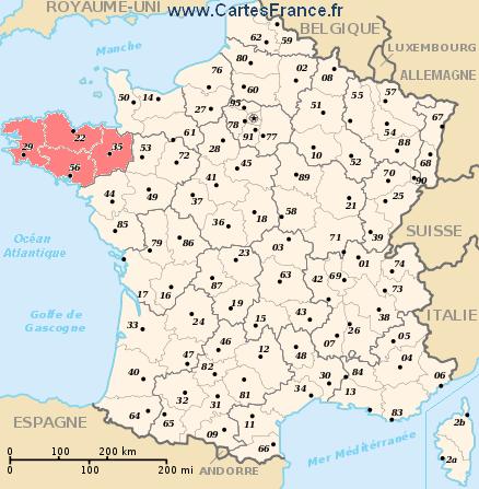 carte region Bretagne