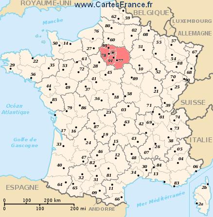 carte region Île-de-France