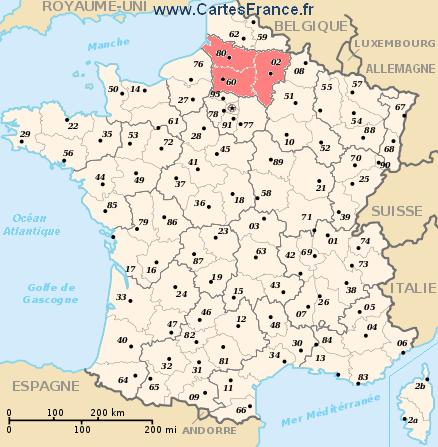 carte region Picardie