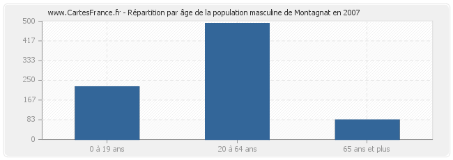 Répartition par âge de la population masculine de Montagnat en 2007