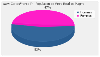 Répartition de la population de Vincy-Reuil-et-Magny en 2007