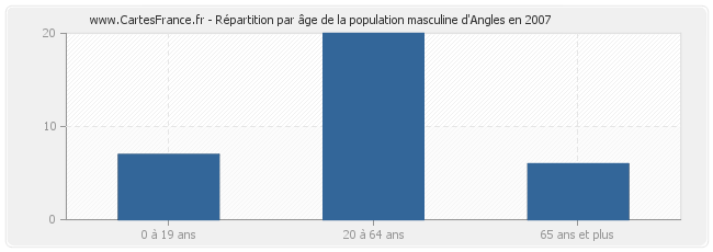 Répartition par âge de la population masculine d'Angles en 2007