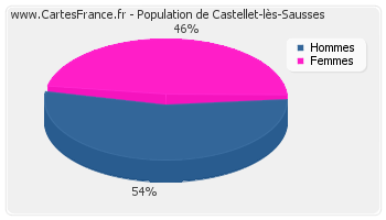 Répartition de la population de Castellet-lès-Sausses en 2007