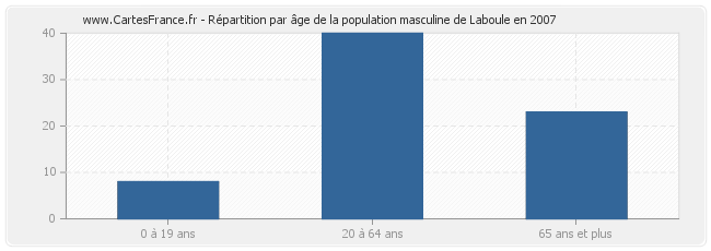 Répartition par âge de la population masculine de Laboule en 2007