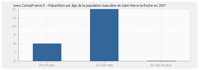 Répartition par âge de la population masculine de Saint-Pierre-la-Roche en 2007