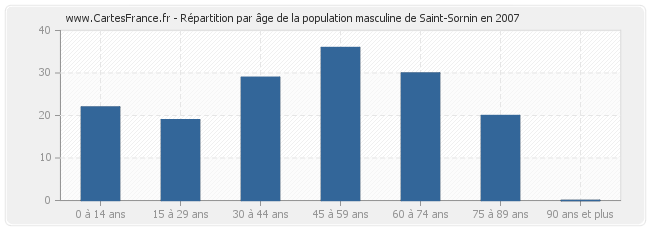 Répartition par âge de la population masculine de Saint-Sornin en 2007