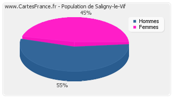 Répartition de la population de Saligny-le-Vif en 2007