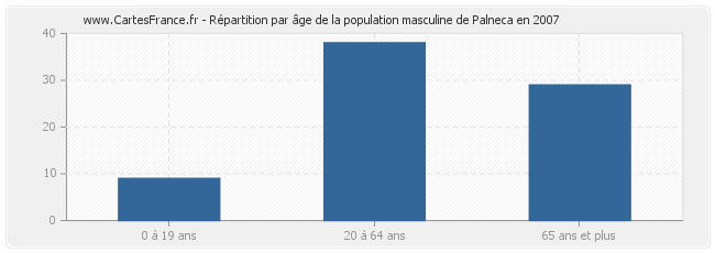 Répartition par âge de la population masculine de Palneca en 2007