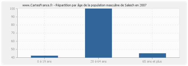 Répartition par âge de la population masculine de Saleich en 2007