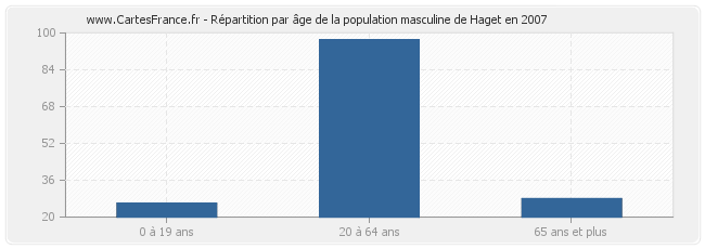 Répartition par âge de la population masculine de Haget en 2007