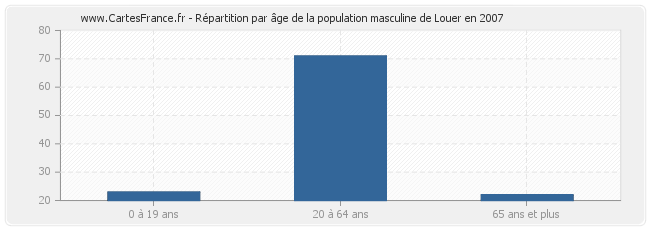 Répartition par âge de la population masculine de Louer en 2007
