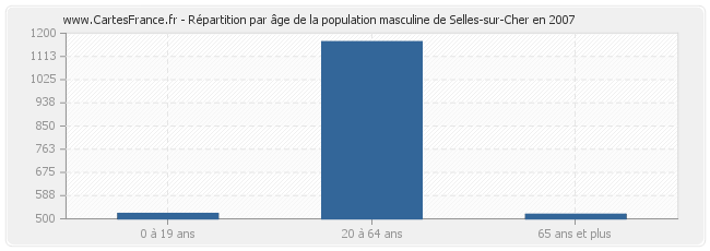 Répartition par âge de la population masculine de Selles-sur-Cher en 2007
